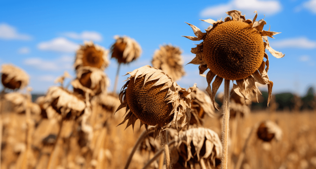 Champ de tournesols prêt à être récolté