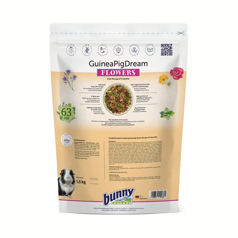 Granulés Cochon d'Inde Edition Spéciale Fleurs 1.5kg, Alimentation pour cochon d'Inde, miniature 2