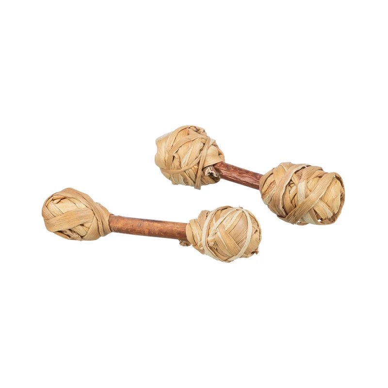 Haltères en bois et herbe — Jouets pour souris