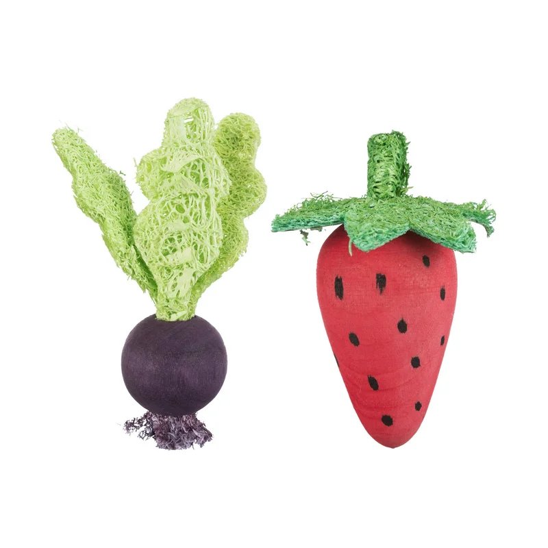 Légumes en bois et luffa — Jouets pour cochon-dinde